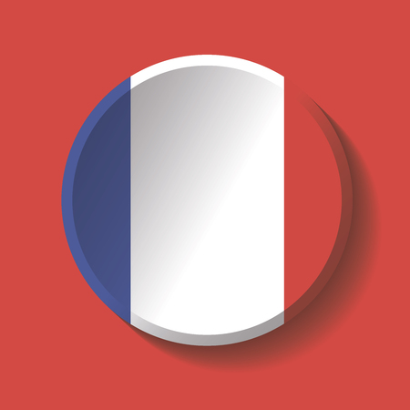 France Flag Paper Circle Shadow Buttonのイラスト素材