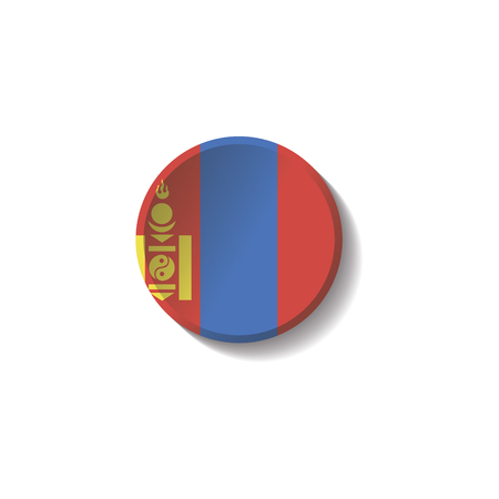 Mongolia Flag Paper Circle Shadow Buttonのイラスト素材