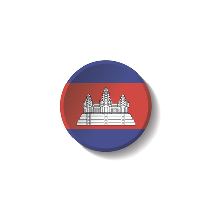 Cambodia Flag Paper Circle Shadow Buttonのイラスト素材