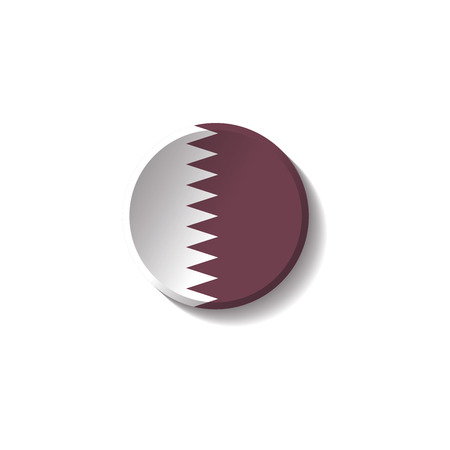 Quatar Flag Paper Circle Shadow Buttonのイラスト素材