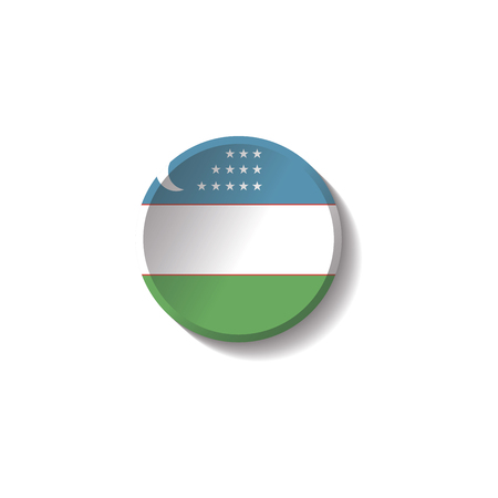 Uzbekistan Flag Paper Circle Shadow Buttonのイラスト素材