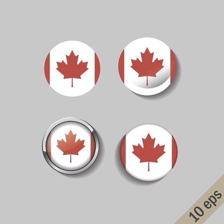 Set of CANADA flags round badges. Vector illustration. 10 epsのイラスト素材