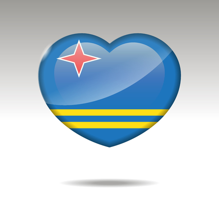 Love ARUBA symbol. Heart flag icon. Vector illustrationのイラスト素材