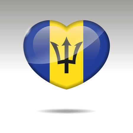 Love BARBADOS symbol. Heart flag icon. Vector illustrationのイラスト素材