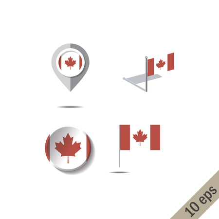 Map pins with flag of CANADA- - vector illustrationのイラスト素材