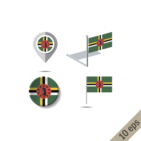 Map pins with flag of DOMINICA - vector illustrationのイラスト素材