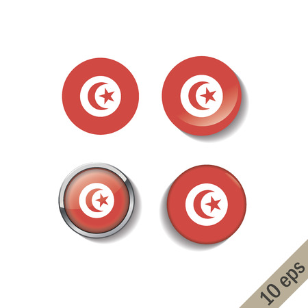 Set of TUNISIA flags round badges. Vector illustration. 10 epsのイラスト素材