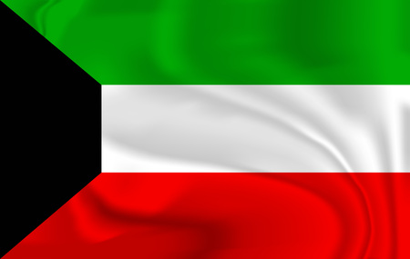 3D Waving Flag of Kuwait. illustration. 10 epsのイラスト素材