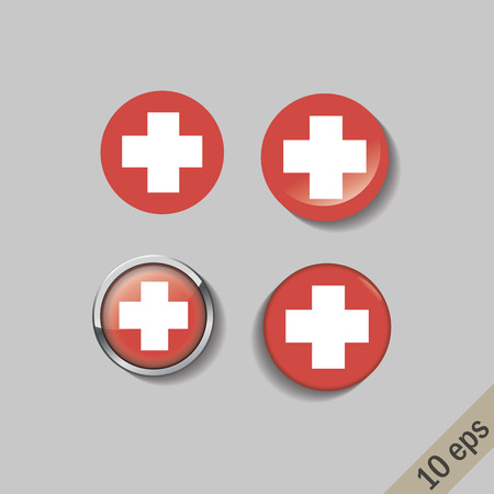 Set of SWITZERLAND flags round badges. Vector illustration. 10 epsのイラスト素材