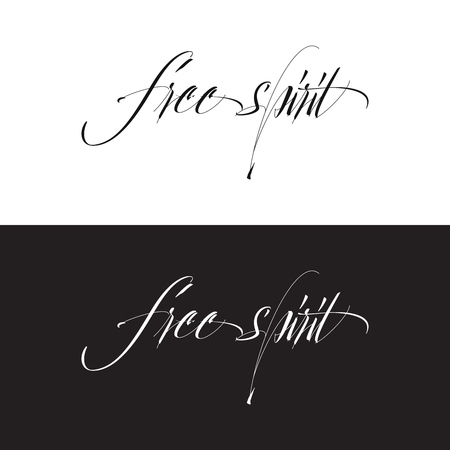 Free spirit card or poster. Hand drawn lettering. Modern brush calligraphy.のイラスト素材