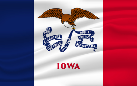 Waving Flag of Iowa is a state of USA. Vector illustration. Waving Flag of Iowa is a state of USA. Vector illustrationのイラスト素材