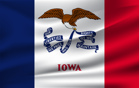 Waving Flag of Iowa is a state of USA. Vector illustration. Waving Flag of Iowa is a state of USA. Vector illustrationのイラスト素材