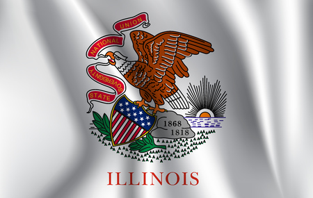 Waving Flag of Illinois is a state of USA. Vector illustrationWaving Flag of Illinois is a state of USA. Vector illustrationのイラスト素材