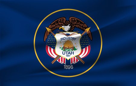 Waving Flag of Utah is a state of USA. Vector illustration. Waving Flag of Utah is a state of USA. Vector illustrationのイラスト素材