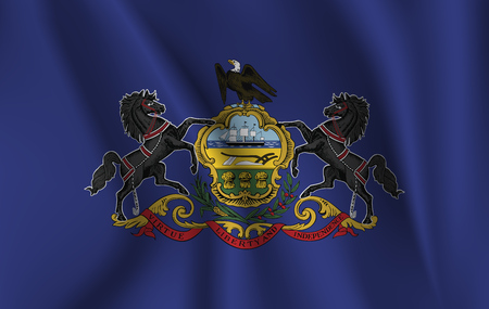 Waving Flag of Pensilvania is a state of USA. Vector illustration. Waving Flag of Pensilvania a state of USA. Vector illustrationのイラスト素材