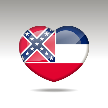 Love Mississipi state symbol. Heart flag icon. Vector illustration.のイラスト素材