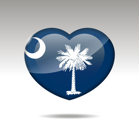 Love South Carolina state symbol. Heart flag icon. Vector illustration.のイラスト素材