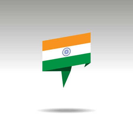 INDIA paper flag 3d realistic speech bubble on white backgroundのイラスト素材