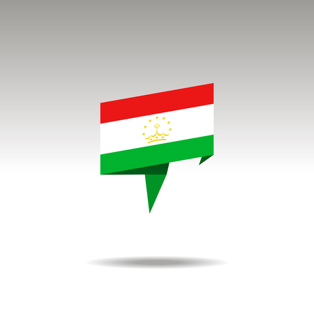 TAJIKISTAN paper flag 3d realistic speech bubble on white backgroundのイラスト素材