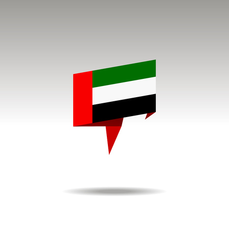 UNITED ARAB paper flag 3d realistic speech bubble on white backgroundのイラスト素材