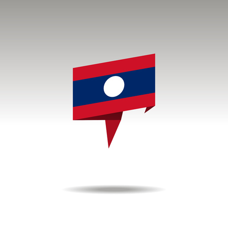 LAOS paper flag 3d realistic speech bubble on white backgroundのイラスト素材