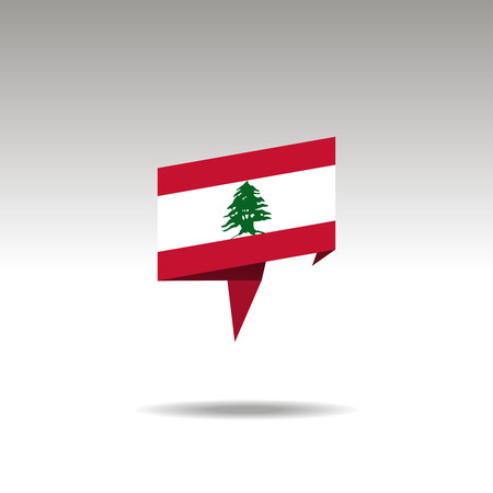 LEBANON paper flag 3d realistic speech bubble on white backgroundのイラスト素材