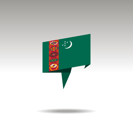 TURKMENISTAN paper flag 3d realistic speech bubble on white backgroundのイラスト素材