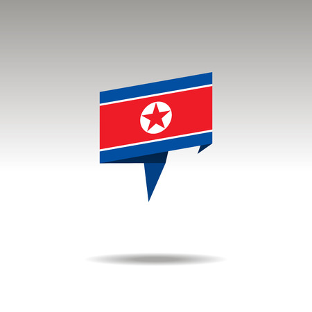 NORTH KOREA paper flag 3d realistic speech bubble on white backgroundのイラスト素材