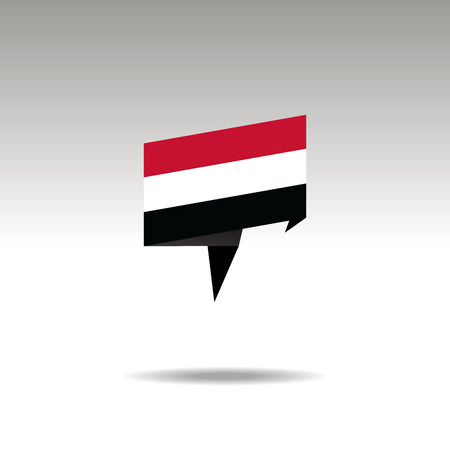 YEMEN paper flag 3d realistic speech bubble on white backgroundのイラスト素材