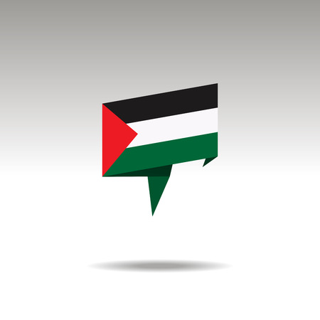PALESTINE paper flag 3d realistic speech bubble on white backgroundのイラスト素材