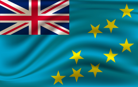 Realistic waving flag of Tuvalu, the Waving Flag of Tuvalu, high resolution Fabric textured flowing flagのイラスト素材