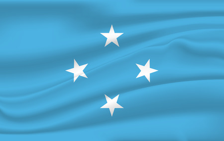 Realistic waving flag of Micronesia, the Waving Flag of Micronesia, high resolution Fabric textured flowing flagのイラスト素材