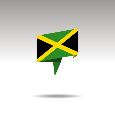 JAMAICA paper flag 3d realistic speech bubble on white backgroundのイラスト素材
