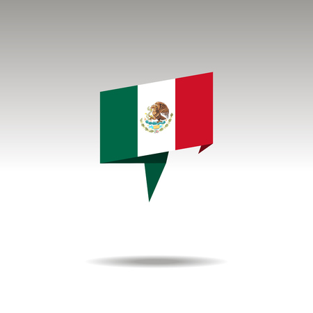 MEXICO paper flag 3d realistic speech bubble on white backgroundのイラスト素材