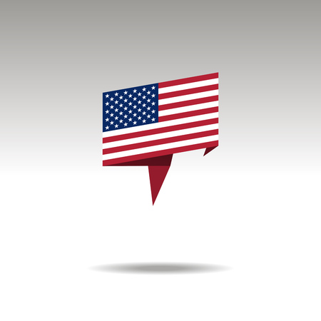 UNITED STATES OF AMERICA paper flag 3d realistic speech bubble on white backgroundのイラスト素材