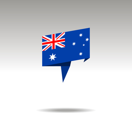 AUSTRALIA paper flag 3d realistic speech bubble on white backgroundのイラスト素材