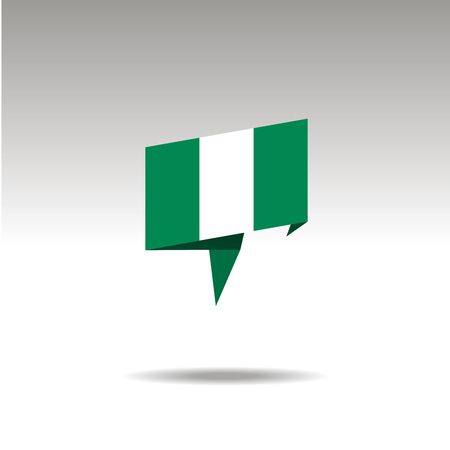 NIGERIA paper flag 3d realistic speech bubble on white backgroundのイラスト素材