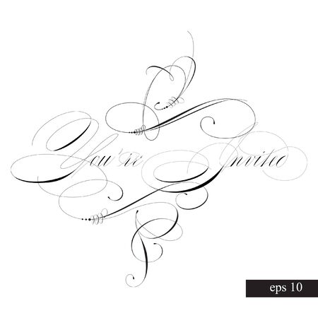 YOU RE INVITED original custom hand lettering -- handmade calligraphy, vector eps8 great for photo overlay or heading caption title for party invitations -- birthday, wedding, office party, etcのイラスト素材