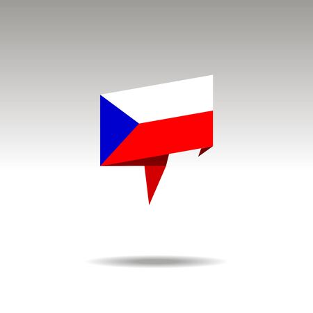 CZECH REPUBLIC paper flag 3d realistic speech bubble on white backgroundのイラスト素材