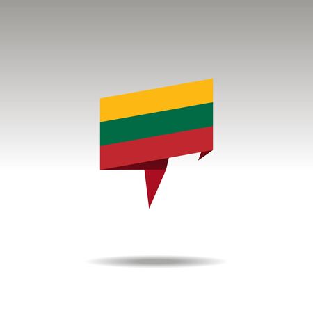 LITHUANIA paper flag 3d realistic speech bubble on white backgroundのイラスト素材