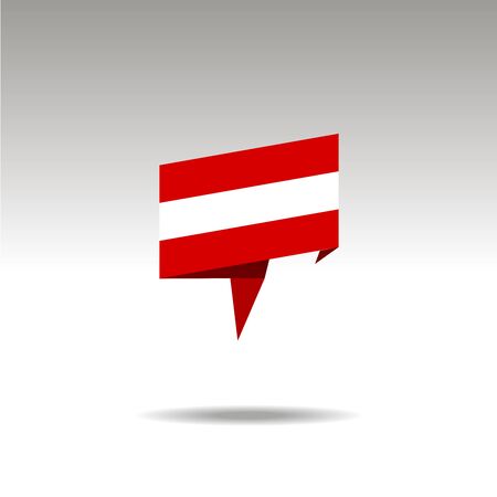 Austria paper flag 3d realistic speech bubble on white backgroundのイラスト素材