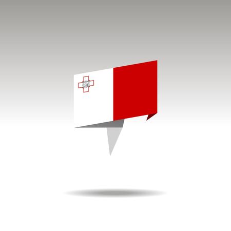 MALTA paper flag 3d realistic speech bubble on white backgroundのイラスト素材