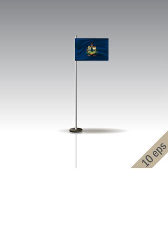 Vermont vector flag template. Waving Vermont flag on a metallic pole, isolated on a gray background. 10 epsのイラスト素材