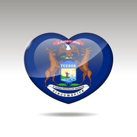Love Michigan state symbol. Heart flag icon. Vector illustration.のイラスト素材