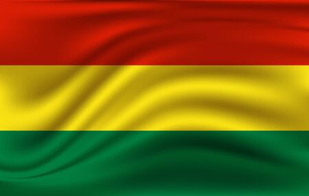 Realistic waving flag of the Waving Flag of Bolivia, high resolution Fabric textured flowing flag,vector EPS10のイラスト素材