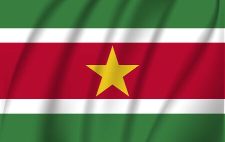 Realistic waving flag of the Waving Flag of Suriname, high resolution Fabric textured flowing flag,vector EPS10のイラスト素材