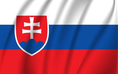 Waving flag of Slovakia, vector 10 epsのイラスト素材