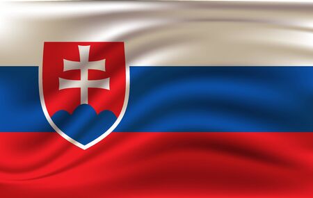 Waving flag of Slovakia, vector 10 epsのイラスト素材