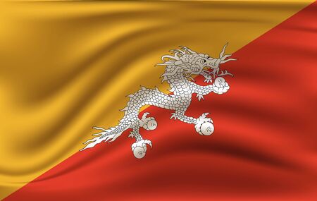 Bhutan waved flag Vector illustration 10 epsのイラスト素材