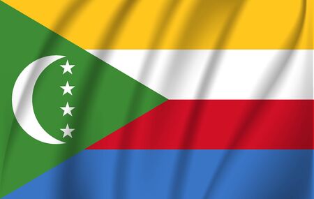 Comoros flag background with cloth texture. Comoros flag vector illustration.のイラスト素材